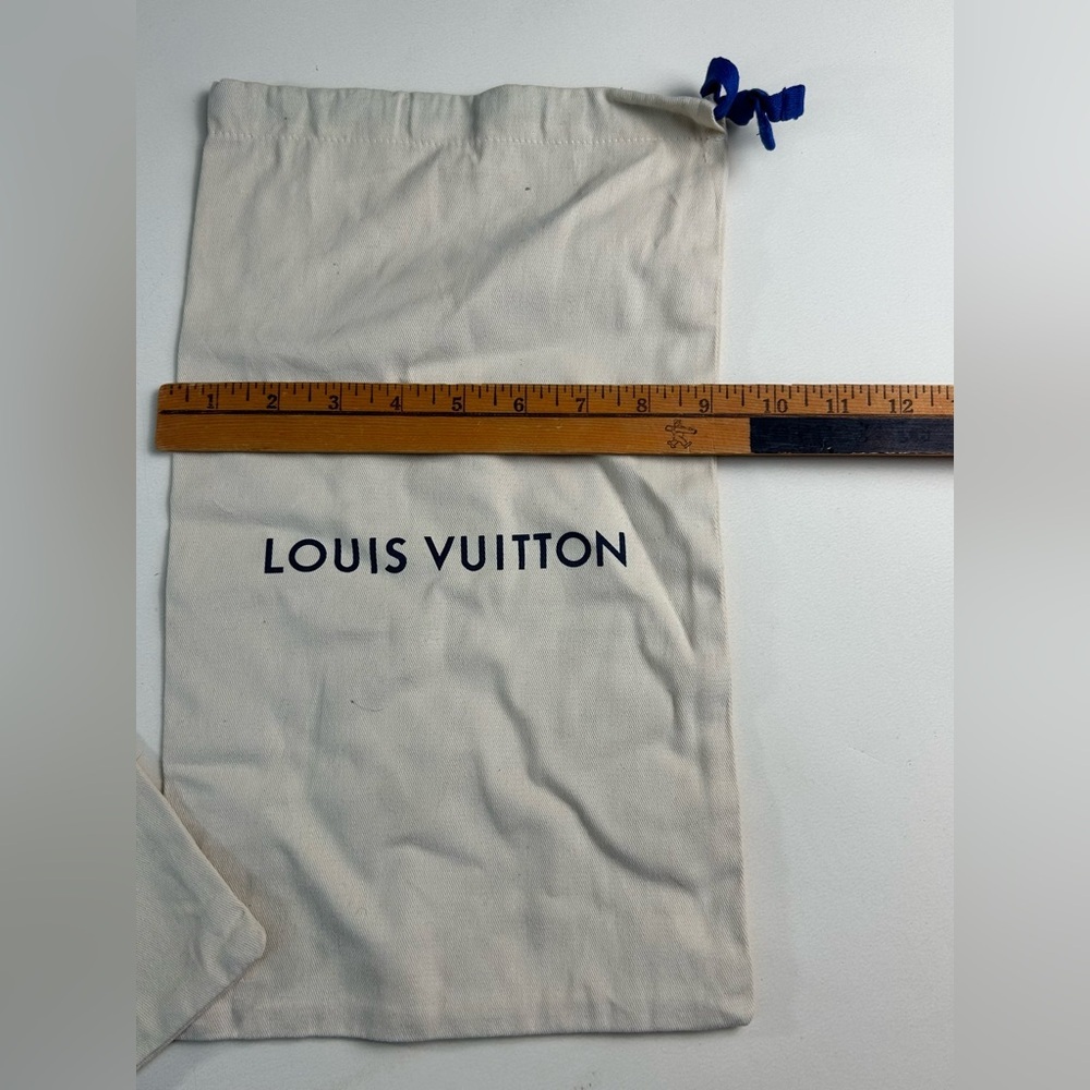 SET Louis Vuitton Cream Cotton Drawstring Dust Bags with Blue Ties - Picture 2 of 4